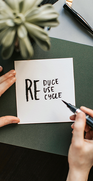 reduce reuse recycle skilt