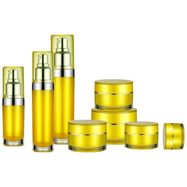 yellow airless bottles cream jars