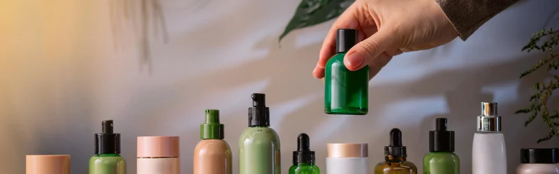 Hand chooses plastic bottle